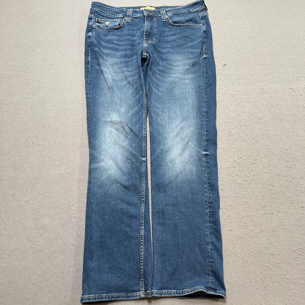 Guess Jeans Men's 34 Blue Denim Desmond Tapered Leg Medium Wash‎ Whiskered Retro